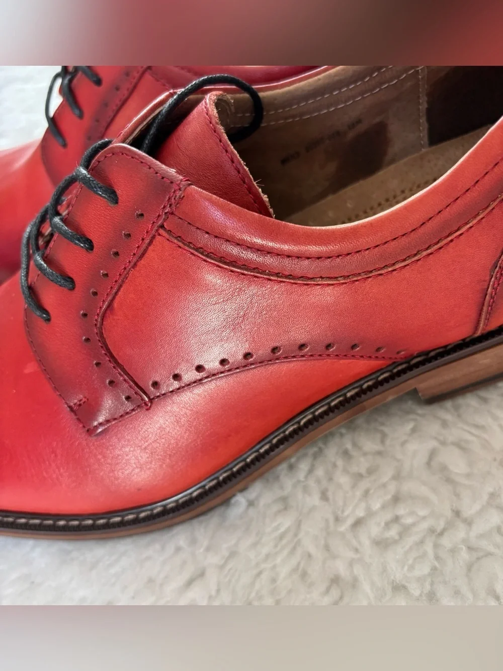 Stacy Adam’s Men's Red/Brown Gradient Leather Memory foam Derby Shoes size 12 M